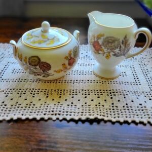 Wedgwood Lichfield England Bone China Covered Sugar & Creamer